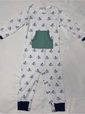 The Beaufort Bonnet Co romper with horses and elbow patches sz 6-12 mo NWOT